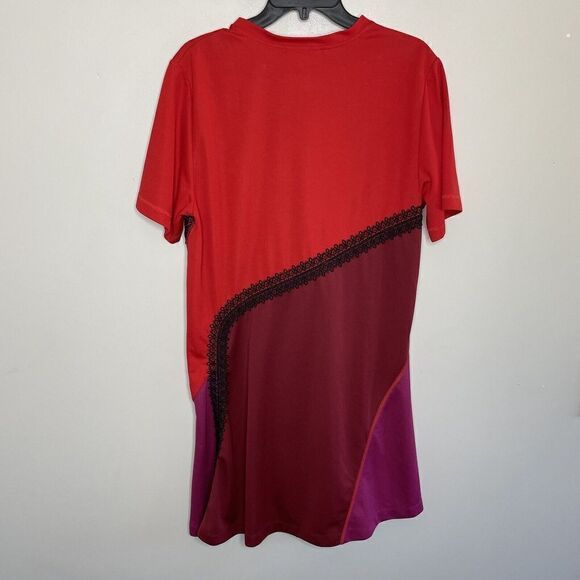KOCHE Womens Striped Mini Dress Sz 4 FR:38 Red Burgundy Violine Shift $655 - Picture 5 of 10